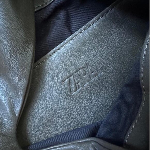 Zara faux leather handbag with long fringe detail Olive green tone - Picture 5 of 8